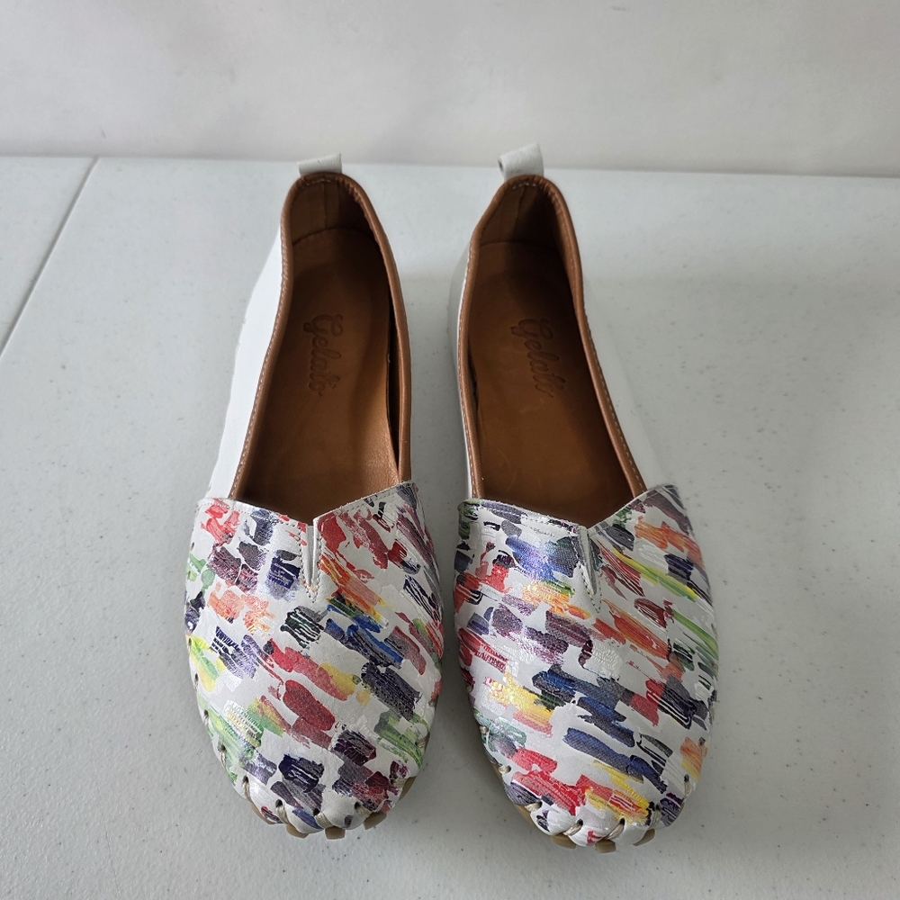 Women's Multicolor Brushstroke Slip-On Flats
